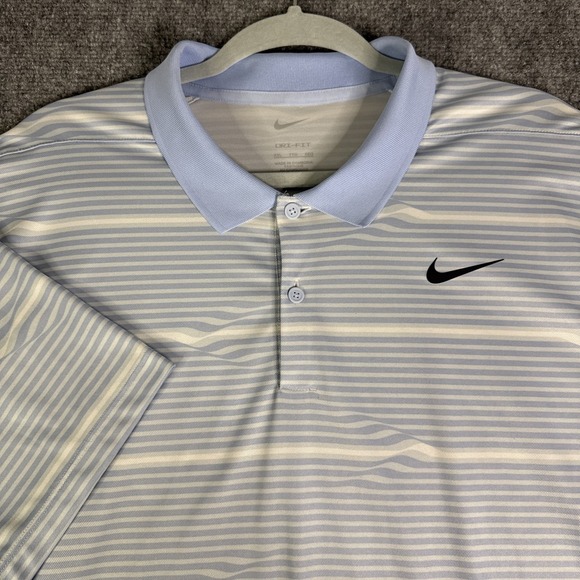 Nike Other - Nike Men's Dri-FIT Victory XXL Blue White Striped Golf Polo Shirt FD5829
